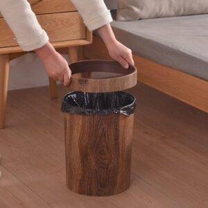 LYSLDH Wood Grain Trash Can Home Living Room Kitchen Garbage Bin Office Toilet Paper Basket Bathroom Bedroom Supplies