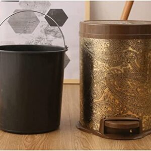 Trash Bin Trash Can Wastebasket Round Bathroom Step Trash Can, Durable Steel Pedal Garbage Bin Dual Buckets with Soft Close Step Garbage Can Waste Bin (Color : OneColor, Size : 8l/2.1gallon)