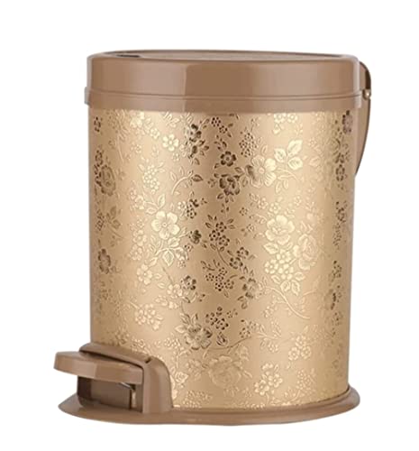 Trash Bin Trash Can Wastebasket Round Bathroom Step Trash Can, Durable Steel Pedal Garbage Bin Dual Buckets with Soft Close Step Garbage Can Waste Bin (Color : OneColor, Size : 8l/2.1gallon)