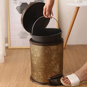 Trash Bin Trash Can Wastebasket Round Bathroom Step Trash Can, Durable Steel Pedal Garbage Bin Dual Buckets with Soft Close Step Garbage Can Waste Bin (Color : OneColor, Size : 8l/2.1gallon)