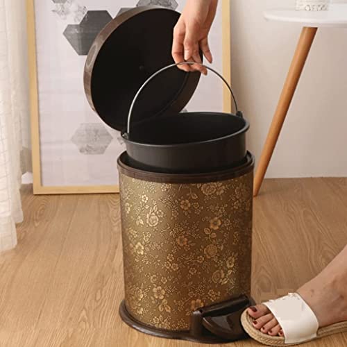 Trash Bin Trash Can Wastebasket Round Bathroom Step Trash Can, Durable Steel Pedal Garbage Bin Dual Buckets with Soft Close Step Garbage Can Waste Bin (Color : OneColor, Size : 8l/2.1gallon)