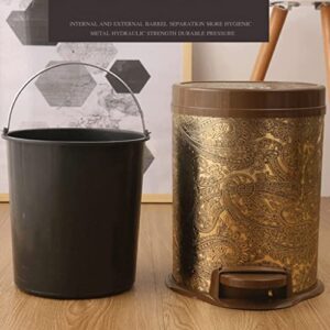 Trash Bin Trash Can Wastebasket Round Bathroom Step Trash Can, Durable Steel Pedal Garbage Bin Dual Buckets with Soft Close Step Garbage Can Waste Bin (Color : OneColor, Size : 8l/2.1gallon)