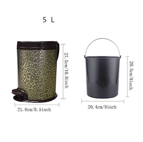 Trash Bin Trash Can Wastebasket Round Bathroom Step Trash Can, Durable Steel Pedal Garbage Bin Dual Buckets with Soft Close Step Garbage Can Waste Bin (Color : OneColor, Size : 8l/2.1gallon)