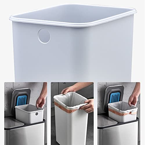 Trash Bin Trash Can Wastebasket Pedal Bin with Lid, Dual Sections Rectangular Kitchen Step Trash Can, Stainless Steel Garbage Can Rubbish Bin Bathroom Garbage Can Waste Bin (Color : OneColor, Size :