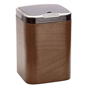 Trash Bin Trash Can Wastebasket Smart Trash Can Electric Induction Smart Square Solid Wood Trash Can with Pressure Ring for Home Garbage Can Waste Bin