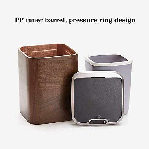 Trash Bin Trash Can Wastebasket Smart Trash Can Electric Induction Smart Square Solid Wood Trash Can with Pressure Ring for Home Garbage Can Waste Bin