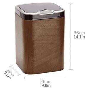 Trash Bin Trash Can Wastebasket Smart Trash Can Electric Induction Smart Square Solid Wood Trash Can with Pressure Ring for Home Garbage Can Waste Bin