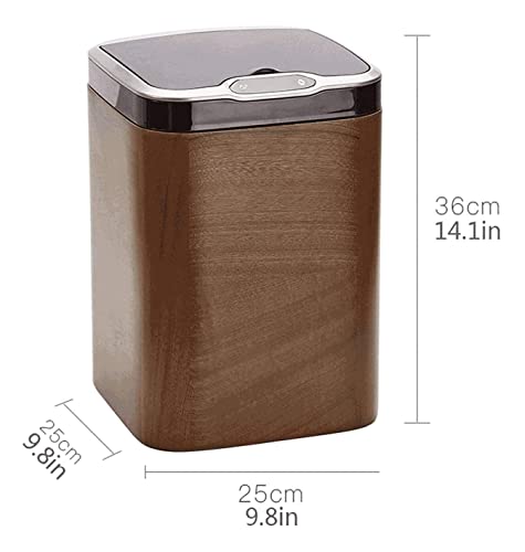 Trash Bin Trash Can Wastebasket Smart Trash Can Electric Induction Smart Square Solid Wood Trash Can with Pressure Ring for Home Garbage Can Waste Bin