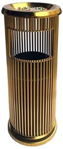 scuube trash bin trash can wastebasket stainless steel trash can with inner barrel standing ashtray bucket waste can hotel bathroom outdoor office recycling bin garbage can waste bin (color : a-gold)