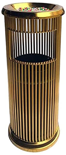 SCUUBE Trash Bin Trash Can Wastebasket Stainless Steel Trash Can with Inner Barrel Standing Ashtray Bucket Waste Can Hotel Bathroom Outdoor Office Recycling Bin Garbage Can Waste Bin (Color : A-Gold)