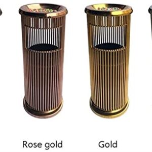 SCUUBE Trash Bin Trash Can Wastebasket Stainless Steel Trash Can with Inner Barrel Standing Ashtray Bucket Waste Can Hotel Bathroom Outdoor Office Recycling Bin Garbage Can Waste Bin (Color : A-Gold)