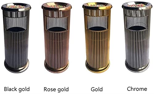 SCUUBE Trash Bin Trash Can Wastebasket Stainless Steel Trash Can with Inner Barrel Standing Ashtray Bucket Waste Can Hotel Bathroom Outdoor Office Recycling Bin Garbage Can Waste Bin (Color : A-Gold)