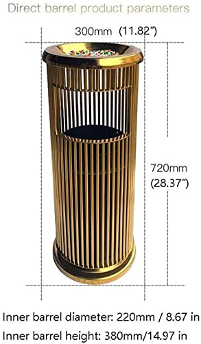 SCUUBE Trash Bin Trash Can Wastebasket Stainless Steel Trash Can with Inner Barrel Standing Ashtray Bucket Waste Can Hotel Bathroom Outdoor Office Recycling Bin Garbage Can Waste Bin (Color : A-Gold)