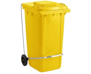 zedfire garbage can, trash bin, waste bin, kitchen trash cans, heavy duty commercial trash cans, indoor trash can, recycling bins, plastic trash can – 64 gallon, yellow rectangular step-on trash can