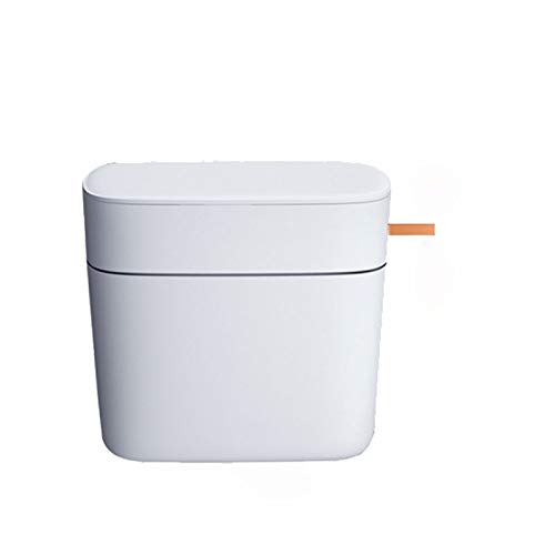 UNNIQ Trash can, Trash can Household Toilet Plastic White 32 * 32cm Covered Toilet Trash can Narrow Paper Basket with Cover Living Room Kitchen Automatic Paper Basket