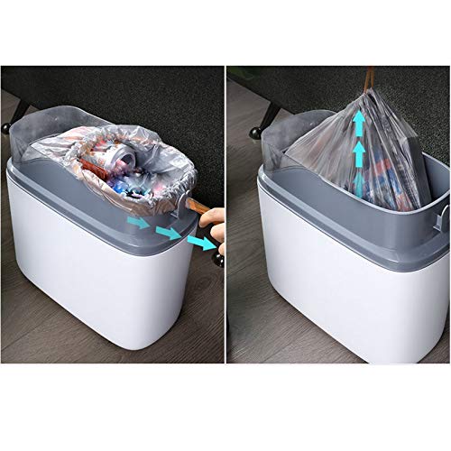 UNNIQ Trash can, Trash can Household Toilet Plastic White 32 * 32cm Covered Toilet Trash can Narrow Paper Basket with Cover Living Room Kitchen Automatic Paper Basket