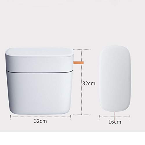 UNNIQ Trash can, Trash can Household Toilet Plastic White 32 * 32cm Covered Toilet Trash can Narrow Paper Basket with Cover Living Room Kitchen Automatic Paper Basket