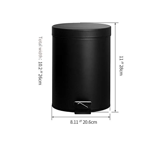 UNNIQ Trash can, 5L Iron Round Dustbin Bins Foot Pedal Waste Bin Metal Garbage Can Removable Inner Bucket for Home Kitchen