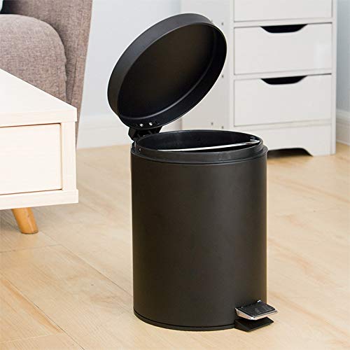 UNNIQ Trash can, 5L Iron Round Dustbin Bins Foot Pedal Waste Bin Metal Garbage Can Removable Inner Bucket for Home Kitchen