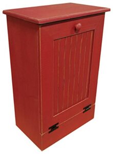 wooden trash bin, antique red