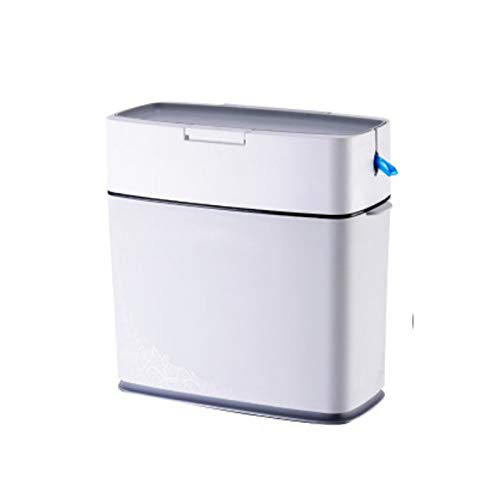 UNNIQ Trash can, Trash Can and Toilet Special ABS Material Can Put Trash Bags in The Trash Can with Elastic Lid (Color : Gray)