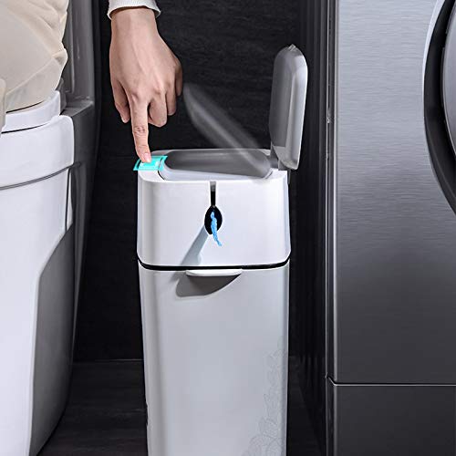 UNNIQ Trash can, Trash Can and Toilet Special ABS Material Can Put Trash Bags in The Trash Can with Elastic Lid (Color : Gray)