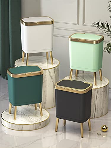 CXDTBH 15L Golden Trash Can for Kitchen Bathroom Quadruped High-Foot Push-Type Plastic Narrow Garbage Bin with Lid (Color : D, Size : 1pcs)