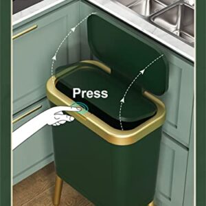 CXDTBH 15L Golden Trash Can for Kitchen Bathroom Quadruped High-Foot Push-Type Plastic Narrow Garbage Bin with Lid (Color : D, Size : 1pcs)