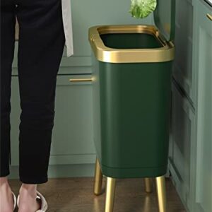 CXDTBH 15L Golden Trash Can for Kitchen Bathroom Quadruped High-Foot Push-Type Plastic Narrow Garbage Bin with Lid (Color : D, Size : 1pcs)