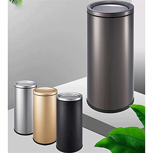 UNNIQ Trash can, Trash Can Household Toilet Stainless Steel Gold, Black, Silver 76.5 * 38cm Indoor and Outdoor Washbasin Peel Direct Cast Tube (Color : Gold)