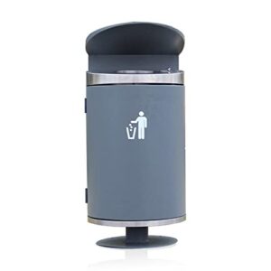 dypasa outdoor trash cylindrical trash can, semi-open stainless steel outdoor trash can with ashtray, durable commercial outdoor waste container, easy to install outdoor garbage can