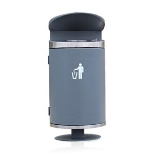 DYPASA Outdoor Trash Cylindrical Trash Can, Semi-Open Stainless Steel Outdoor Trash Can with Ashtray, Durable Commercial Outdoor Waste Container, Easy to Install Outdoor Garbage Can