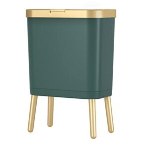 lysldh 15l golden trash can for kitchen bathroom quadruped high-foot push-type plastic narrow garbage bin with lid (color : gray, size : 1pcs)