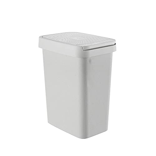 UNNIQ Trash can, Hand-Pressed Trash Can with Lid Household Bathroom Living Room Rectangular Flip with Lid Toilet Kitchen Press Type (Color : Gray, Size : Medium)
