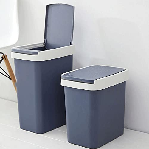 UNNIQ Trash can, Hand-Pressed Trash Can with Lid Household Bathroom Living Room Rectangular Flip with Lid Toilet Kitchen Press Type (Color : Gray, Size : Medium)