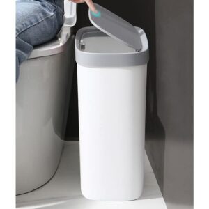 GENIGW Trash Can Bathroom Press Automatic Waste Bin with Lid Recycling Garbage Basket Trash Kitchen Rubbish Can Toilet Bin Narrow