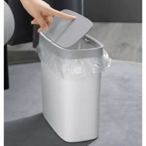 GENIGW Trash Can Bathroom Press Automatic Waste Bin with Lid Recycling Garbage Basket Trash Kitchen Rubbish Can Toilet Bin Narrow