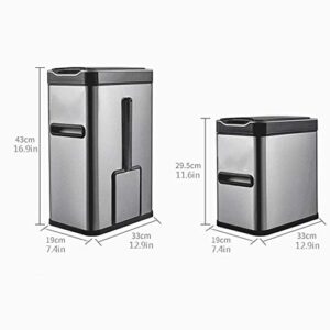 WENLII Induction Trash Can with Lid 7L Bathroom Trash Can with Toilet Brush and Tissue Box Stainless Steel Automatic Trash Can Trash Can (Color : D, Size : 43cm*19cm*33cm)