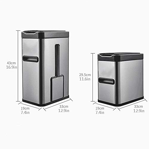 CXDTBH Induction Trash Can with Lid 7L Bathroom Trash Can with Toilet Brush and Tissue Box Stainless Steel Automatic Trash Can Trash Can (Color : Black, Size : 43cm*19cm*33cm)