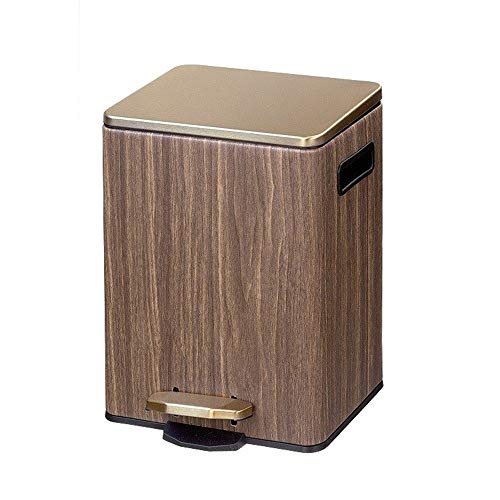 UNNIQ Trash can, Pedal Bin, Home Living Room Bedroom Wood Grain PU Leather Creative Garbage Cans, Kitchen Bathroom Trash Can Lid