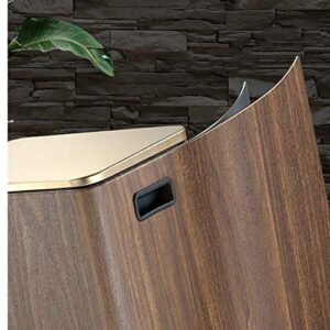 UNNIQ Trash can, Pedal Bin, Home Living Room Bedroom Wood Grain PU Leather Creative Garbage Cans, Kitchen Bathroom Trash Can Lid