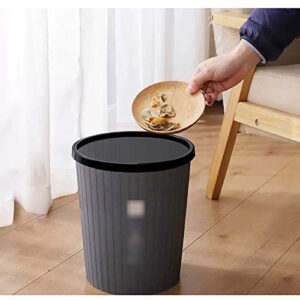 UNNIQ Trash can, Small Round Plastic Trash Can, Trash Bin Recycling Bin, Bathroom, Kitchen, Bedroom, Home Office, Outdoor Trash Can Recycling (Color : Grey, Size : Small)