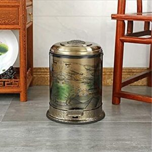 Trash Bin Trash Can Wastebasket Retro Vintage Garbage Can for Bedroom Trash Can with Lid Pedal Dustbins Household Recycling Bins Garbage Can Waste Bin (Color : OneColor, Size : 22 * 32cm)