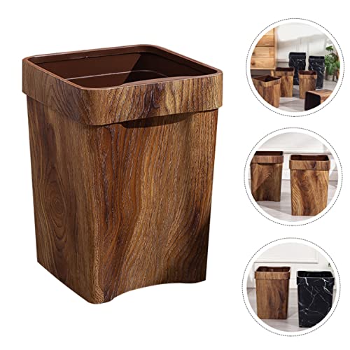 HANABASS Imitation Wood Grain Trash Can Decorative Litter Box Ornament Container Waste Basket for Office Wood Grain Garbage Bin Trash Can Bathroom Kitchen Trash Can Office Garbage Can Sink