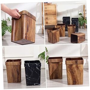 HANABASS Imitation Wood Grain Trash Can Decorative Litter Box Ornament Container Waste Basket for Office Wood Grain Garbage Bin Trash Can Bathroom Kitchen Trash Can Office Garbage Can Sink