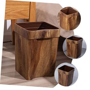 HANABASS Imitation Wood Grain Trash Can Decorative Litter Box Ornament Container Waste Basket for Office Wood Grain Garbage Bin Trash Can Bathroom Kitchen Trash Can Office Garbage Can Sink