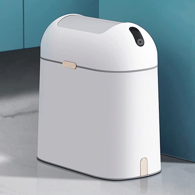 LYSLDH Smart Trash Can for Bathroom Automatic Electric Induction Garbage Bin with Lid Large Capacity Sensor Waste Bins for Household (Color : Gray, Size : 34 * 32cm)