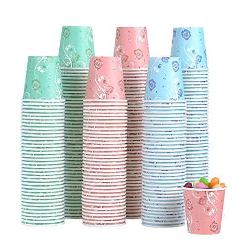 Lamosi 300 Pack 3 oz Rose Paper Cups for Bathroom, Bathroom Cups 3 oz Paper, Mouthwash Cups, Small Drinking Cup(Fruits), Mini Paper Cups for Parties, Picnics, Barbecues, Travel and Events