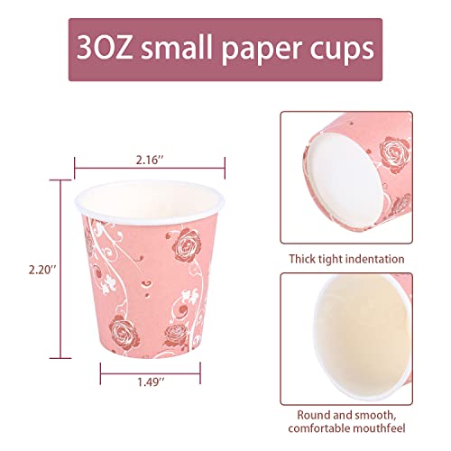 Lamosi 300 Pack 3 oz Rose Paper Cups for Bathroom, Bathroom Cups 3 oz Paper, Mouthwash Cups, Small Drinking Cup(Fruits), Mini Paper Cups for Parties, Picnics, Barbecues, Travel and Events