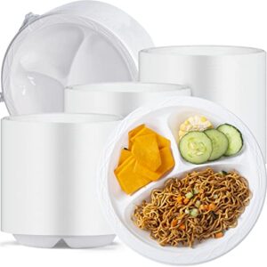 yangrui white plastic plates, 9 inch 3 compartments 150 pack food grade meterial bpa free reusable dinner plates
